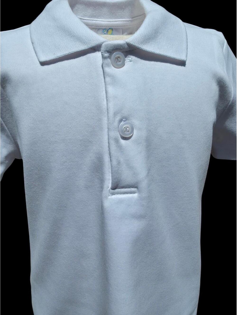 NEW Blank White Short Sleeve Polo Style Collared Shirt 100% Cotton Size 2T - Picture 8 of 9